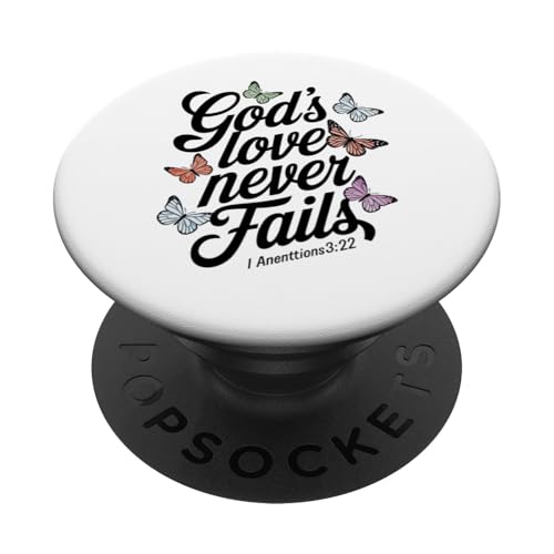 God's Love Never Fails christliches Schmetterlingsgeschenk religiös PopSockets Klebender PopGrip God's Love Never Fails christliches Schmetterlingsgeschenk religiös PopSockets Klebender PopGrip von Funny Graphic Tees Women Men Kids