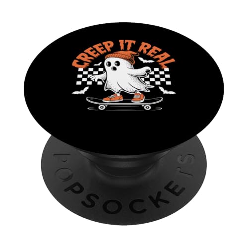 Halloween Ghost Skateboarding Gruseliges Oktober-Überraschungsgeschenk PopSockets Klebender PopGrip Halloween Ghost Skateboarding Gruseliges Oktober-Überraschungsgeschenk PopSockets Klebender PopGrip von Funny Graphic Tees Women Men Kids