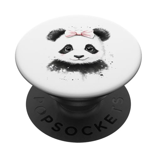 Pandabär mit rosa Schleife Tierliebhaber PopSockets Klebender PopGrip Pandabär mit rosa Schleife Tierliebhaber PopSockets Klebender PopGrip von Funny Graphic Tees Women Men Kids