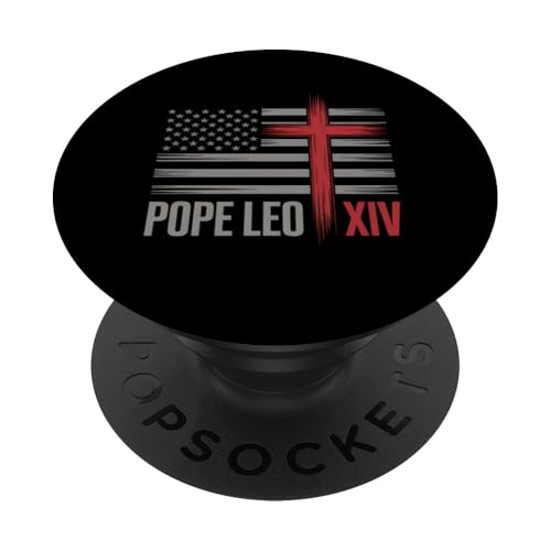 Papst Leo XIV USA Flagge Kreuz religiöses christliches Geschenk PopSockets Klebender PopGrip Papst Leo XIV USA Flagge Kreuz religiöses christliches Geschenk PopSockets Klebender PopGrip von Funny Graphic Tees Women Men Kids