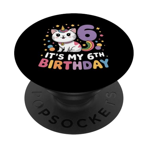 Sechster Geburtstag: Katze, Einhorn, Dabbing Kitty Lover Girl Bday PopSockets Klebender PopGrip Sechster Geburtstag: Katze, Einhorn, Dabbing Kitty Lover Girl Bday PopSockets Klebender PopGrip von Funny Graphic Tees Women Men Kids