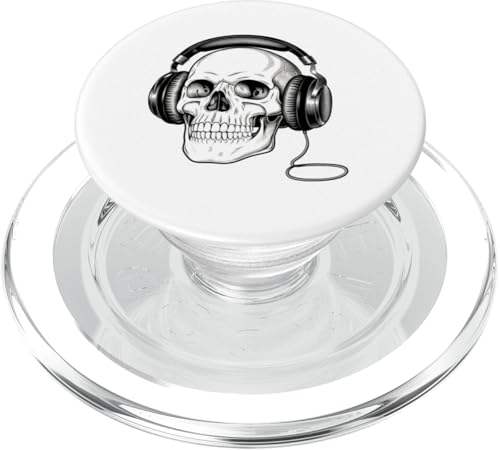 Totenkopf-Kopfhörer, cooles Skelett-Musik-Liebhaber, Geschenk PopSockets PopGrip für MagSafe von Funny Graphic Tees Women Men Kids