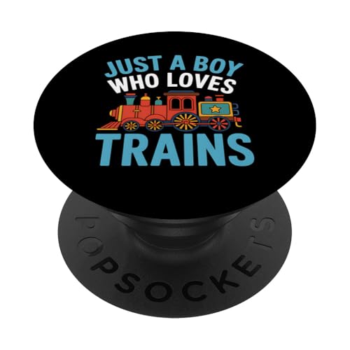 Train Enthusiast Just A Boy Who Loves Trains Geschenk PopSockets Klebender PopGrip Train Enthusiast Just A Boy Who Loves Trains Geschenk PopSockets Klebender PopGrip von Funny Graphic Tees Women Men Kids