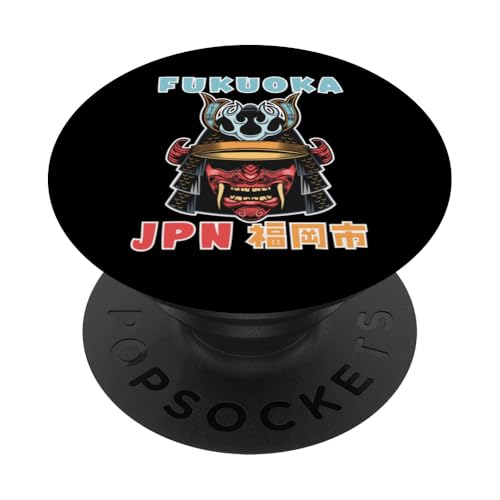 Fukuoka Japan City Samurai Maske PopSockets Klebender PopGrip von Funny Japan Gifts