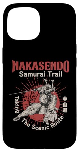 Nakasendo Samurai Trail, Japanischer Krieger, Wanderer aus der Edo-Zeit Hülle für iPhone 15 von Funny Japan Gifts