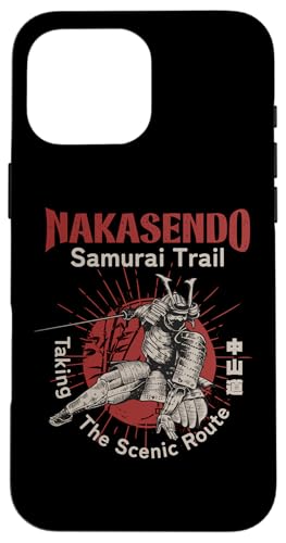 Nakasendo Samurai Trail, Japanischer Krieger, Wanderer aus der Edo-Zeit Hülle für iPhone 16 Pro Max von Funny Japan Gifts