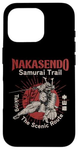 Nakasendo Samurai Trail, Japanischer Krieger, Wanderer aus der Edo-Zeit Hülle für iPhone 16 Pro von Funny Japan Gifts