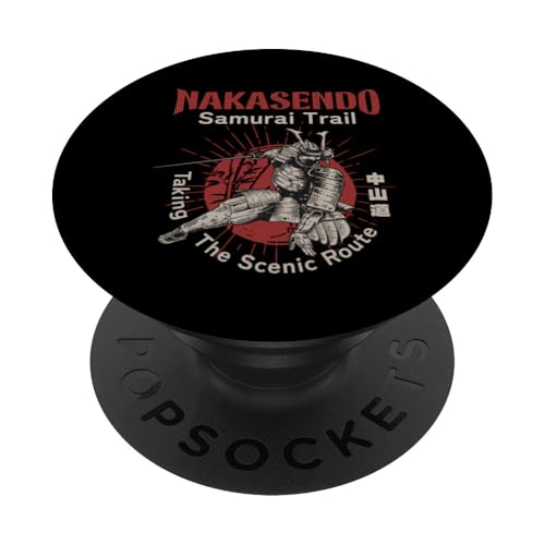Nakasendo Samurai Trail, Japanischer Krieger, Wanderer aus der Edo-Zeit PopSockets Klebender PopGrip von Funny Japan Gifts