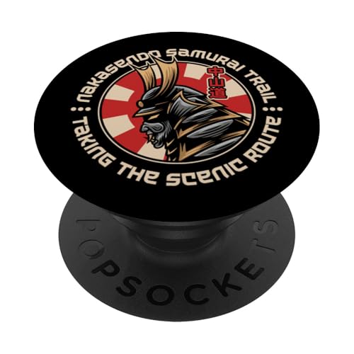 Nakasendo Samurai Trail, Japanischer Krieger, Wanderer aus der Edo-Zeit PopSockets Klebender PopGrip Nakasendo Samurai Trail, Japanischer Krieger, Wanderer aus der Edo-Zeit PopSockets Klebender PopGrip von Funny Japan Gifts