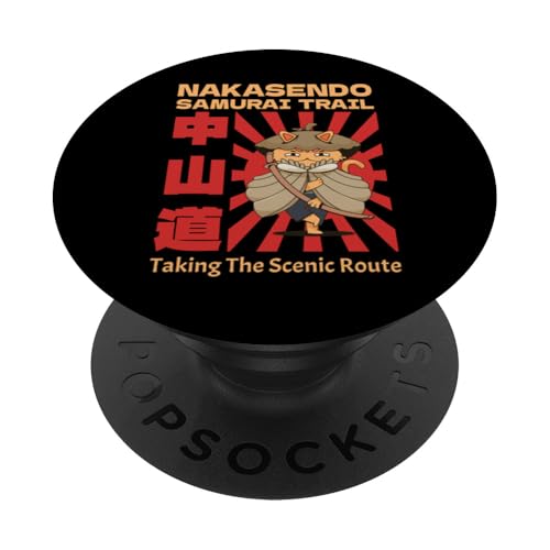 Nakasendo Samurai Trail Japan Kawaii Neko Edo Zeitwanderer PopSockets Klebender PopGrip von Funny Japan Gifts