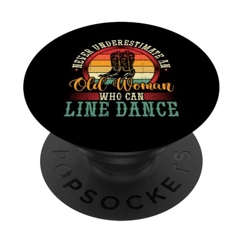 Line Dance Alte Frau Country Western Vintage Line Dance PopSockets Klebender PopGrip von Funny Line Dancing Gifts