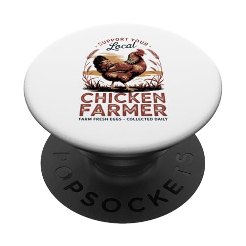 Lokaler Eierhändler Hühnerbauer Geflügelfarm frische Eier PopSockets Klebender PopGrip von Funny Local Chicken Farmer Retro Funny Chicken