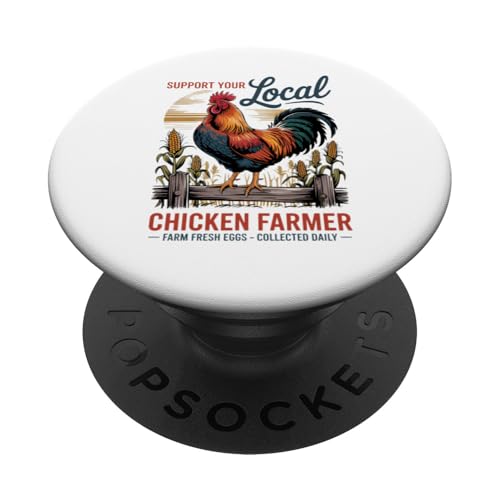 Lokaler Hühnerzüchter - Farm Fresh Eggs PopSockets Klebender PopGrip von Funny Local Chicken Farmer Retro Funny Chicken