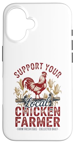 Unterstützen Sie Ihren lokalen Eierbauer – Hinterhof-Hen-Leben – Huhn Hülle für iPhone 16 Unterstützen Sie Ihren lokalen Eierbauer – Hinterhof-Hen-Leben – Huhn Hülle für iPhone 16 von Funny Local Chicken Farmer Retro Funny Chicken