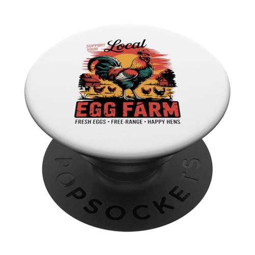 Farm Fresh and Local - Vintage Egg Farm Chicken PopSockets Klebender PopGrip Farm Fresh and Local - Vintage Egg Farm Chicken PopSockets Klebender PopGrip von Funny Local Egg Farmer Retro Funny Chicken