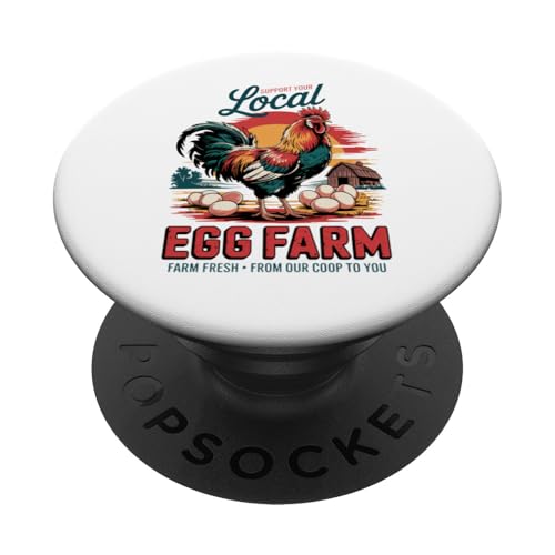 Freilandhennleben - Bauernhoffrisches Ei PopSockets Klebender PopGrip Freilandhennleben - Bauernhoffrisches Ei PopSockets Klebender PopGrip von Funny Local Egg Farmer Retro Funny Chicken