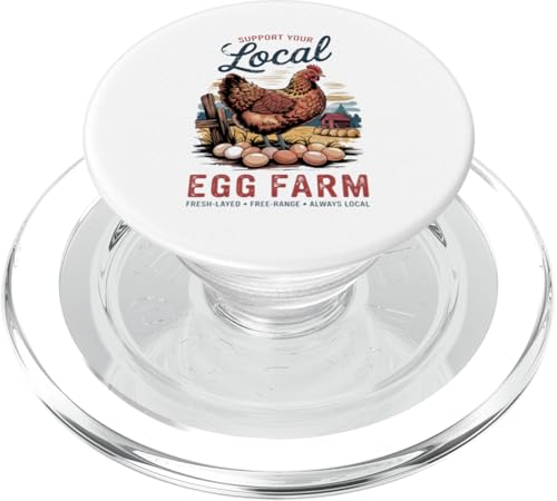 Täglich frische Eier – unterstützen Sie lokale Hühner und kleine Bauernhöfe PopSockets PopGrip für MagSafe von Funny Local Egg Farmer Retro Funny Chicken