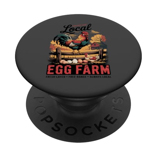 Unterstützen Sie Ihre lokale Eierfarm - frisch gelegte Eier - Huhn PopSockets Klebender PopGrip Unterstützen Sie Ihre lokale Eierfarm - frisch gelegte Eier - Huhn PopSockets Klebender PopGrip von Funny Local Egg Farmer Retro Funny Chicken