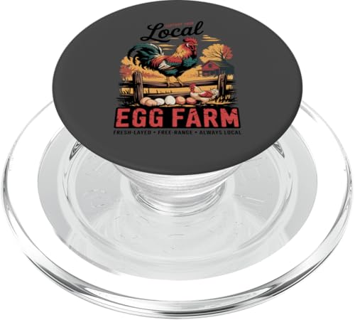 Unterstützen Sie Ihre lokale Eierfarm - frisch gelegte Eier - Huhn PopSockets PopGrip für MagSafe Unterstützen Sie Ihre lokale Eierfarm - frisch gelegte Eier - Huhn PopSockets PopGrip für MagSafe von Funny Local Egg Farmer Retro Funny Chicken