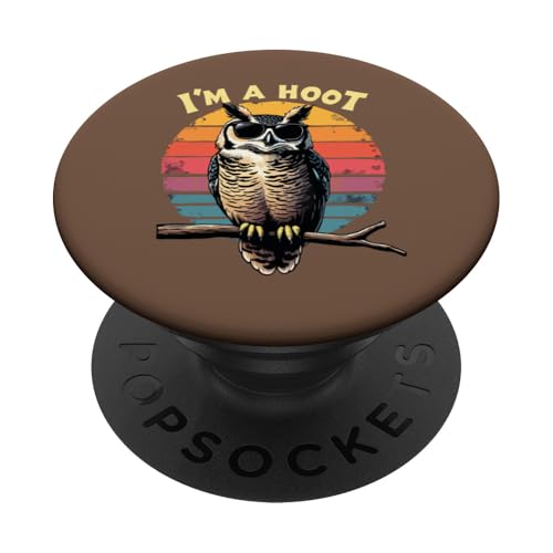 I'm a Hoot sarkastischer Spruch Eule Vogel Retro Vintage lustig PopSockets Klebender PopGrip von Funny Owl Meme Bird Pun Sarcastic Joke I'm A Hoot
