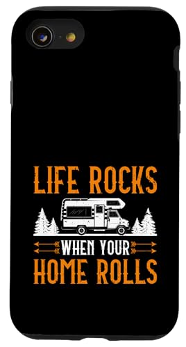 Das Leben rockt, wenn Ihr Zuhause rollt, Camping Camper Wohnmobil Hülle für iPhone SE (2020) / 7 / 8 von Funny RV Camping Gifts