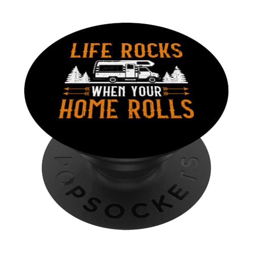 Das Leben rockt, wenn Ihr Zuhause rollt, Camping Camper Wohnmobil PopSockets Klebender PopGrip von Funny RV Camping Gifts