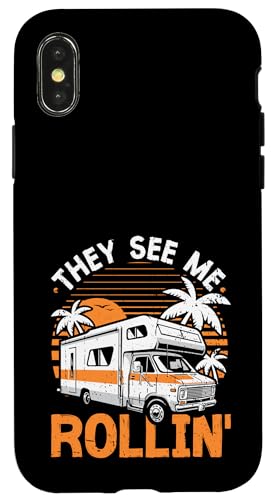 They see me Rollin' Vintage Camping Camper Wohnmobil Hülle für iPhone X/XS von Funny RV Camping Gifts