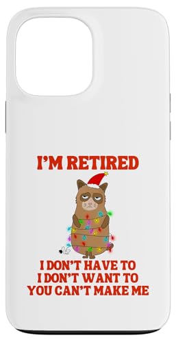I'm Retired Weihnachtsbeleuchtung Katze Ruhestand Hülle für iPhone 13 Pro Max von Funny Retirement Gifts