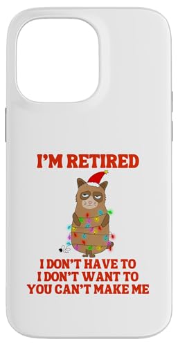 I'm Retired Weihnachtsbeleuchtung Katze Ruhestand Hülle für iPhone 14 Pro Max von Funny Retirement Gifts