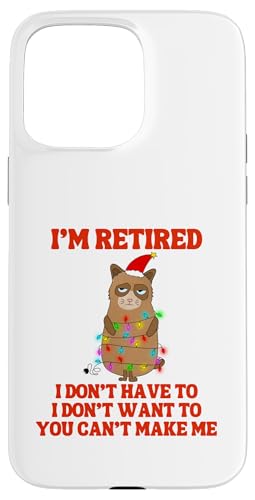 I'm Retired Weihnachtsbeleuchtung Katze Ruhestand Hülle für iPhone 15 Pro Max von Funny Retirement Gifts