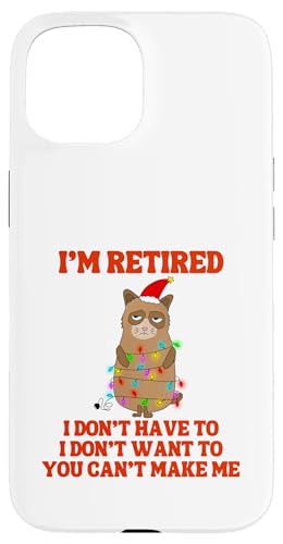 I'm Retired Weihnachtsbeleuchtung Katze Ruhestand Hülle für iPhone 15 von Funny Retirement Gifts