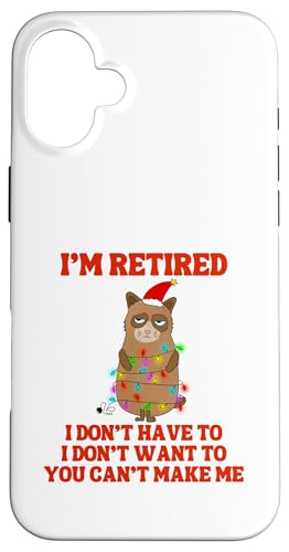 I'm Retired Weihnachtsbeleuchtung Katze Ruhestand Hülle für iPhone 16 Plus von Funny Retirement Gifts