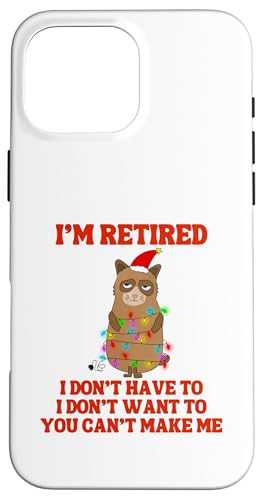 I'm Retired Weihnachtsbeleuchtung Katze Ruhestand Hülle für iPhone 16 Pro Max von Funny Retirement Gifts