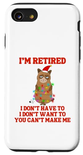 I'm Retired Weihnachtsbeleuchtung Katze Ruhestand Hülle für iPhone SE (2020) / 7 / 8 von Funny Retirement Gifts