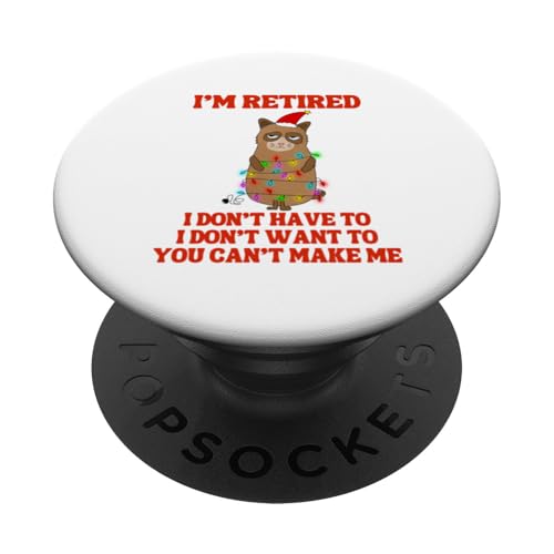 I'm Retired Weihnachtsbeleuchtung Katze Ruhestand PopSockets Klebender PopGrip von Funny Retirement Gifts