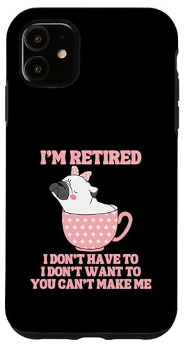 Kaffeetasse mit der Aufschrift "I'm Retired", lustiger Mops-Hund Hülle für iPhone 11 von Funny Retirement Gifts