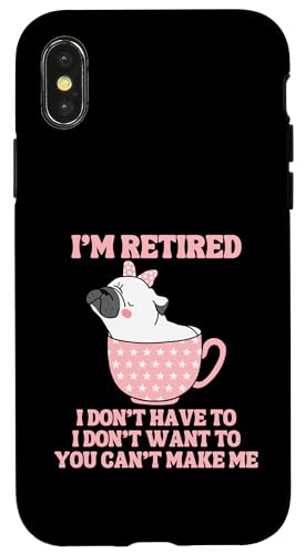 Kaffeetasse mit der Aufschrift "I'm Retired", lustiger Mops-Hund Hülle für iPhone X/XS Kaffeetasse mit der Aufschrift "I'm Retired", lustiger Mops-Hund Hülle für iPhone X/XS von Funny Retirement Gifts