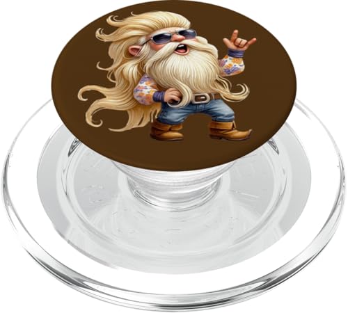 Hardrock Gnome Dad In Hippie Rocker Clothing Love Rock Music PopSockets PopGrip für MagSafe von Funny Rocker Gifts For Women & Men Hardrock Gnome