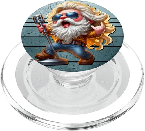Retro Hippie Gnome Dad With Rocker Hands Vintage Rockstar PopSockets PopGrip für MagSafe Retro Hippie Gnome Dad With Rocker Hands Vintage Rockstar PopSockets PopGrip für MagSafe von Funny Rocker Gifts For Women & Men Hardrock Gnome