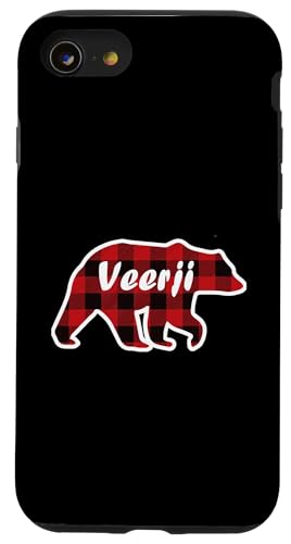 VEERJI BEAR | Herren rot kariert Weihnachten Punjabi Familie Geschenke Hülle für iPhone SE (2020) / 7 / 8 von Funny Santa Christmas Gifts