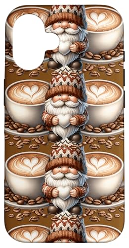 Brown Coffee Must Haves For Women Gnome Lover And Barista Hülle für iPhone 16 von Funny Teacher Gnome Coffee Gifts For Coffee Lovers