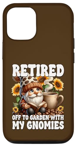 Retired Gnome With Coffee And Books Funny Retirement Saying Hülle für iPhone 12/12 Pro von Funny Teacher Gnome Coffee Gifts For Coffee Lovers