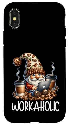Workaholic Gnome For Coworkers Who Loves Drinking Coffee Hülle für iPhone X/XS von Funny Teacher Gnome Coffee Gifts For Coffee Lovers
