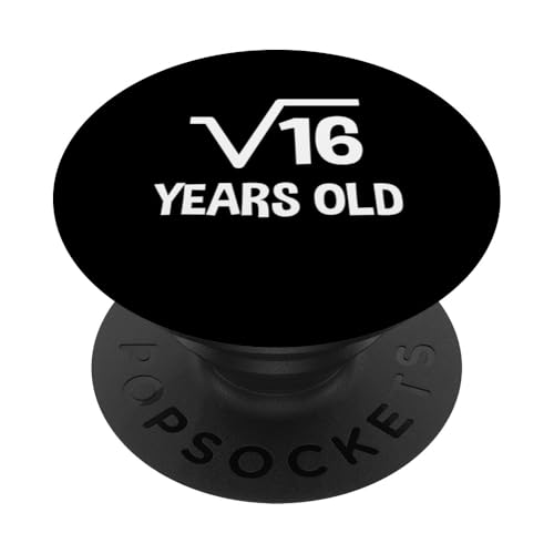 Quadratische Wurzel von 16 - 4. Geburtstag Mathematik 4 Jahre alt lustig PopSockets Klebender PopGrip Quadratische Wurzel von 16 - 4. Geburtstag Mathematik 4 Jahre alt lustig PopSockets Klebender PopGrip von Funny Tee Shirts For Math Genius Students Teachers