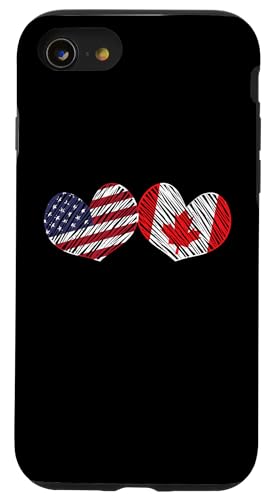 Hülle für iPhone SE (2020) / 7 / 8 USA Kanada Flagge Herz Valentinstag American Canadian von Merch von Amazon