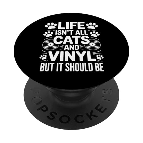 Cats And Vinyl Schallplatte Lustiges Vinyl PopSockets Klebender PopGrip von Funny Vinyl Cool Vinyl And Cats Design