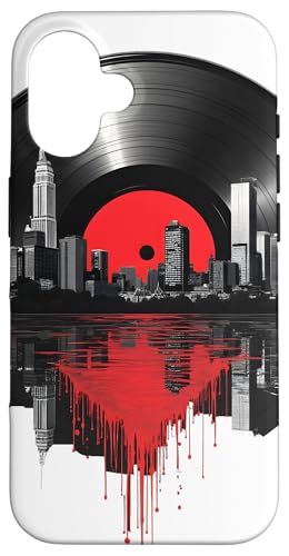 New York City Skyline DJ Vinyl Record Plattenspieler Herren Damen Hülle für iPhone 16 von Funny Vinyl Record Gifts for Men Women