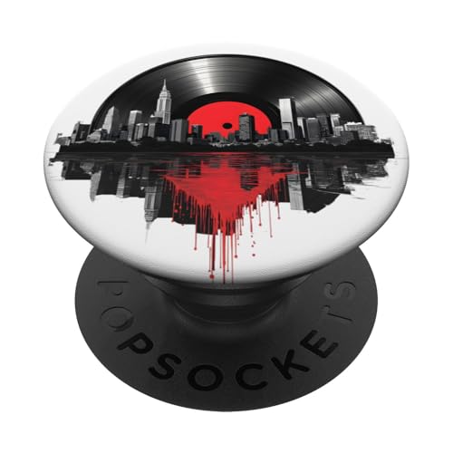 New York City Skyline DJ Vinyl Record Plattenspieler Herren Damen PopSockets Klebender PopGrip New York City Skyline DJ Vinyl Record Plattenspieler Herren Damen PopSockets Klebender PopGrip von Funny Vinyl Record Gifts for Men Women