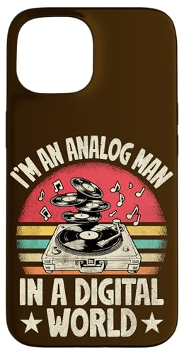 Retro Vinyl Record Lover I'm An Analog Man In A Digital World Hülle für iPhone 15 von Funny Vinyl Record Gifts for Men Women