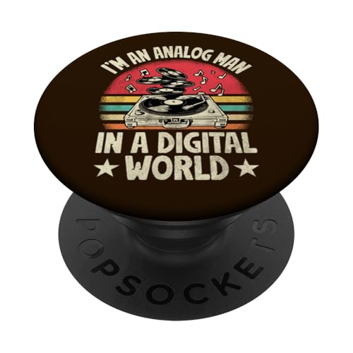Retro Vinyl Record Lover I'm An Analog Man In A Digital World PopSockets Klebender PopGrip Retro Vinyl Record Lover I'm An Analog Man In A Digital World PopSockets Klebender PopGrip von Funny Vinyl Record Gifts for Men Women